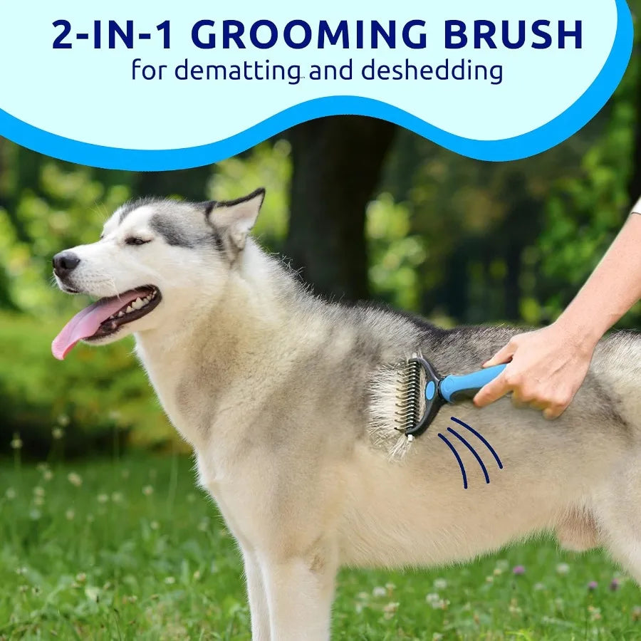 Dual-Sided Extra-Wide De-shedding Brush