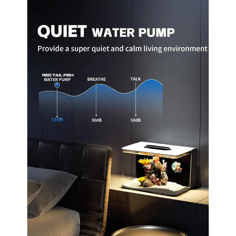 2.5 Gallon Fish Tank Small Aquarium Starter Kit with Hidden Filtration 3 Color Light Self Cleaning Nano Tank for Betta Shrimp G