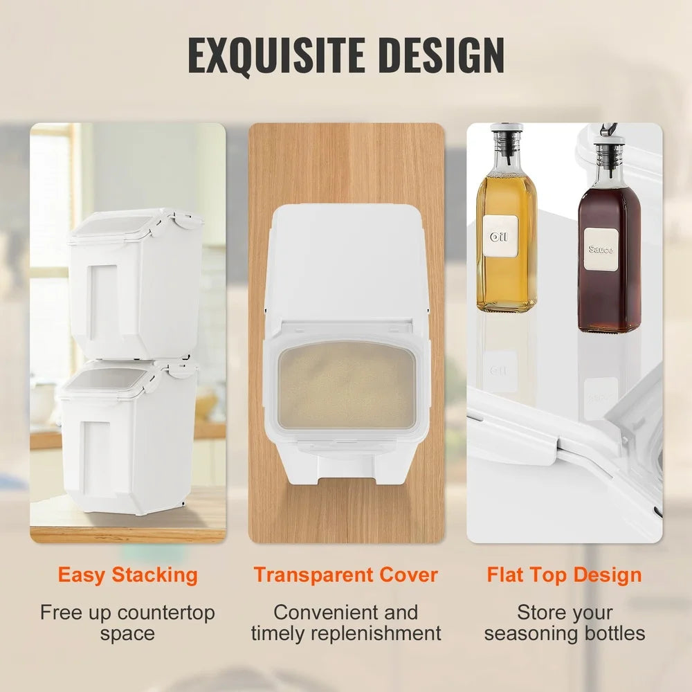 2 Pack 15L Pet Food Storage Container with Measuring Cups