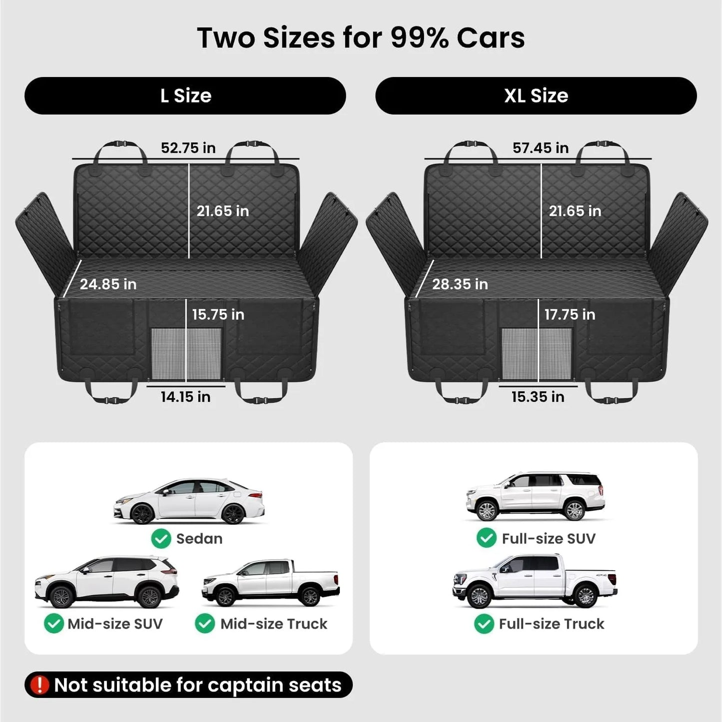 Truck Seat Cover for Back Seat for 2-4 Large Dogs