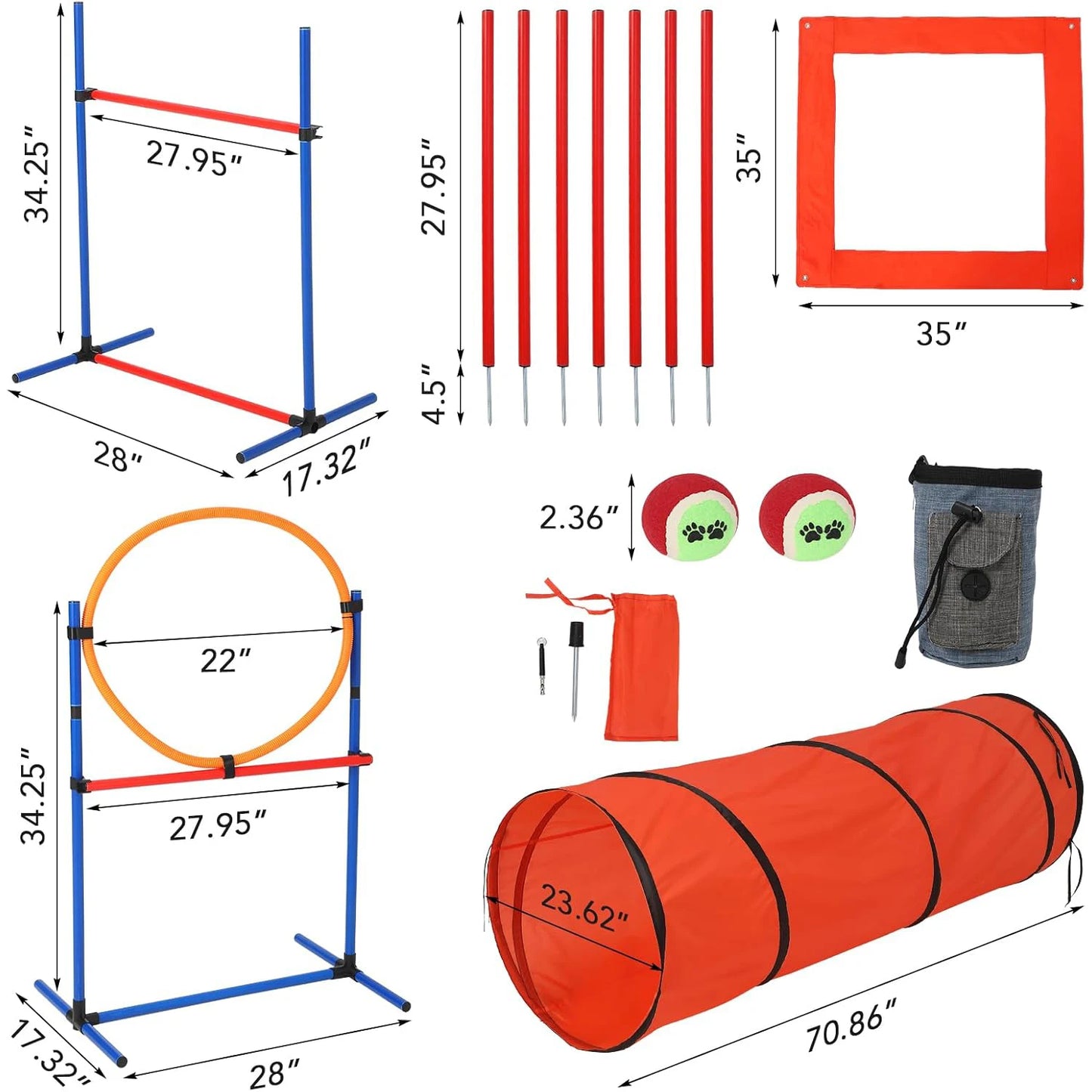 87 Pcs Dog Agile Training Course Kit
