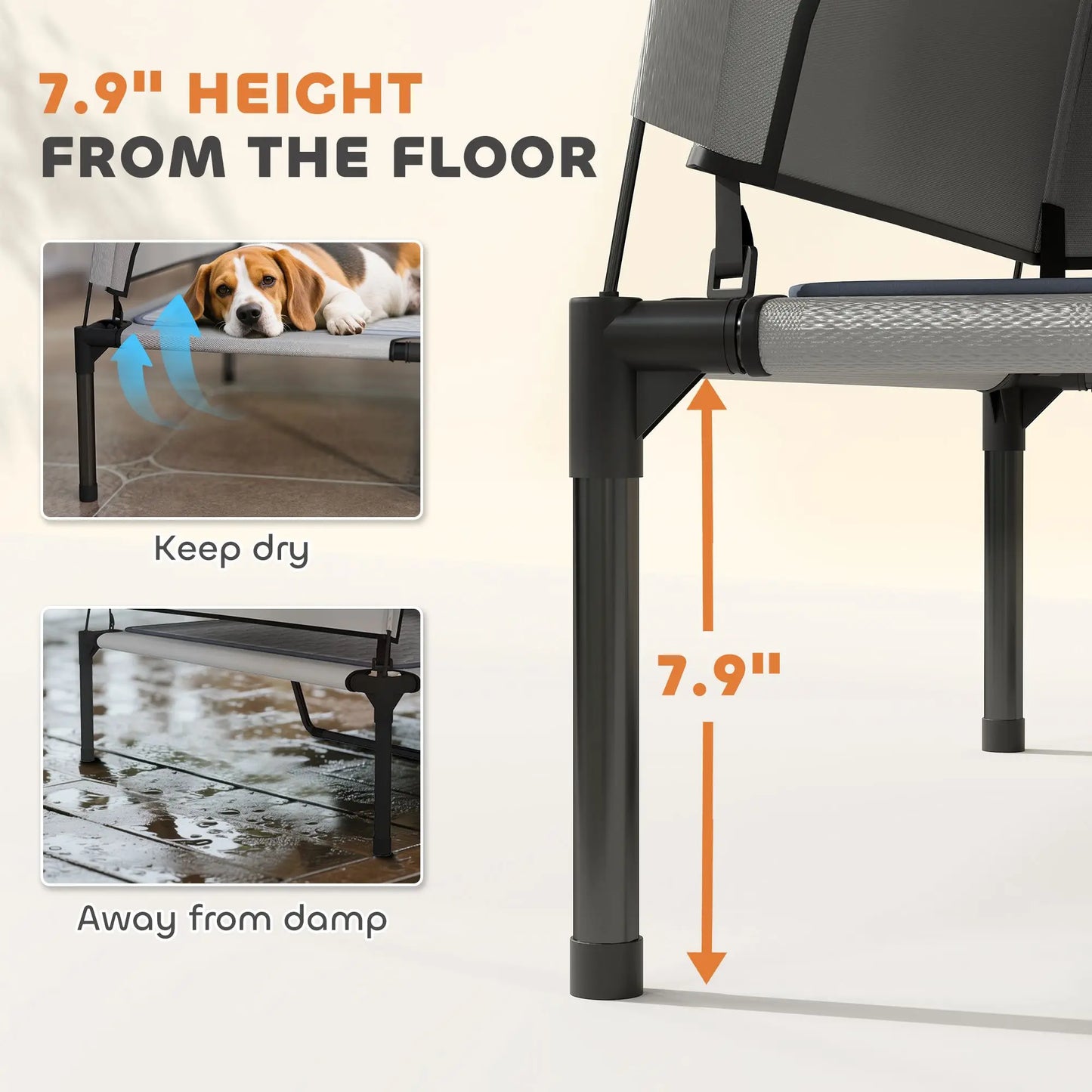 Elevated Dog Bed with Removable Canopy for Outside