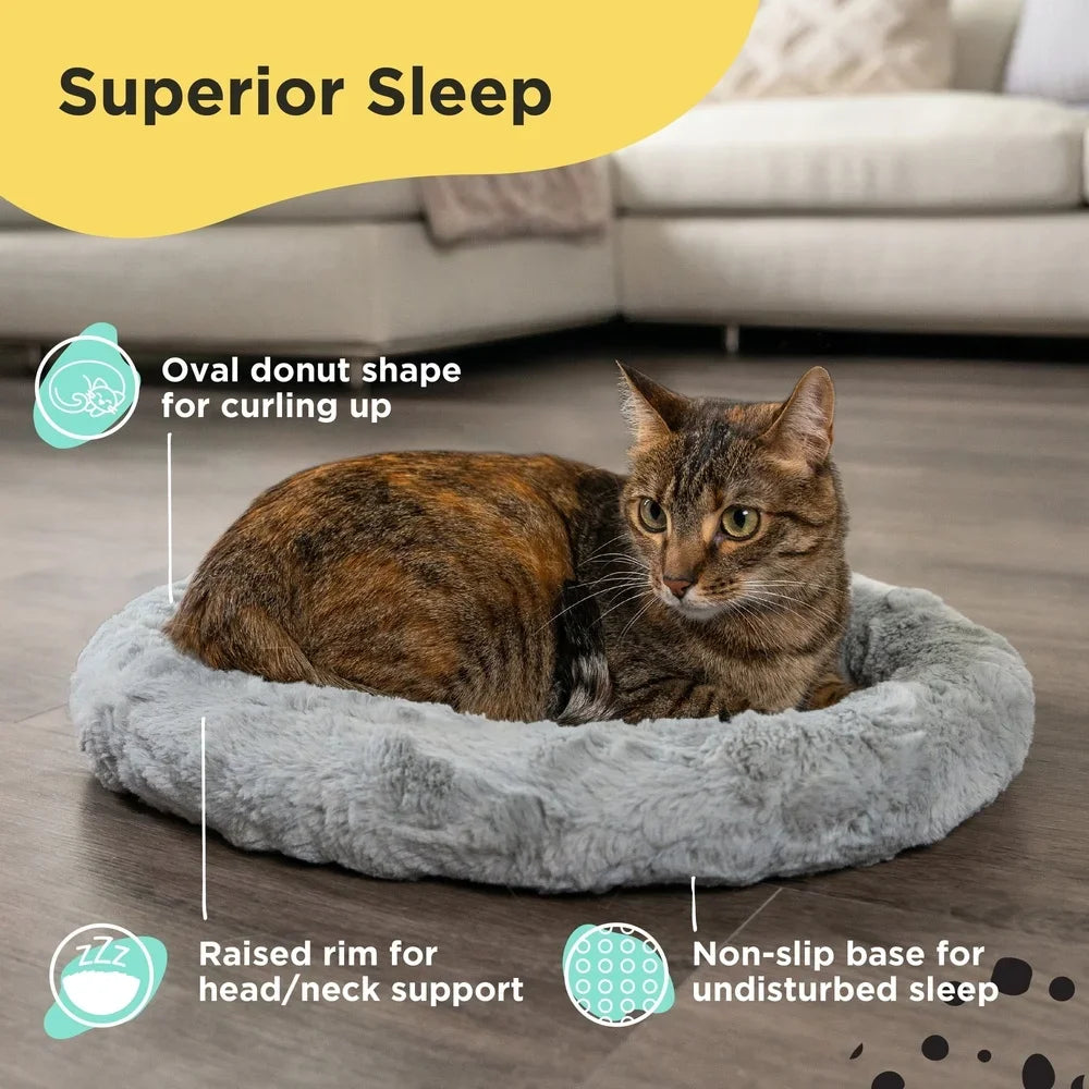 Faux Fur Self Warming Cat Bed