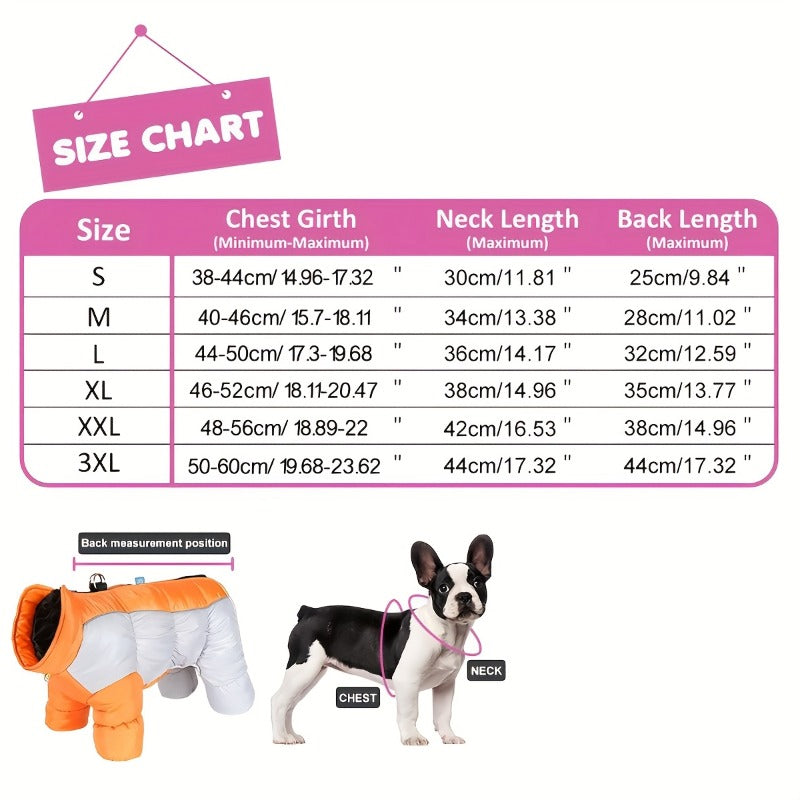 Dog Jacket with Hood-Like Turtleneck & Full-Leg Coverage