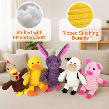 5 Pack of Plush Dog Squeaky Toys