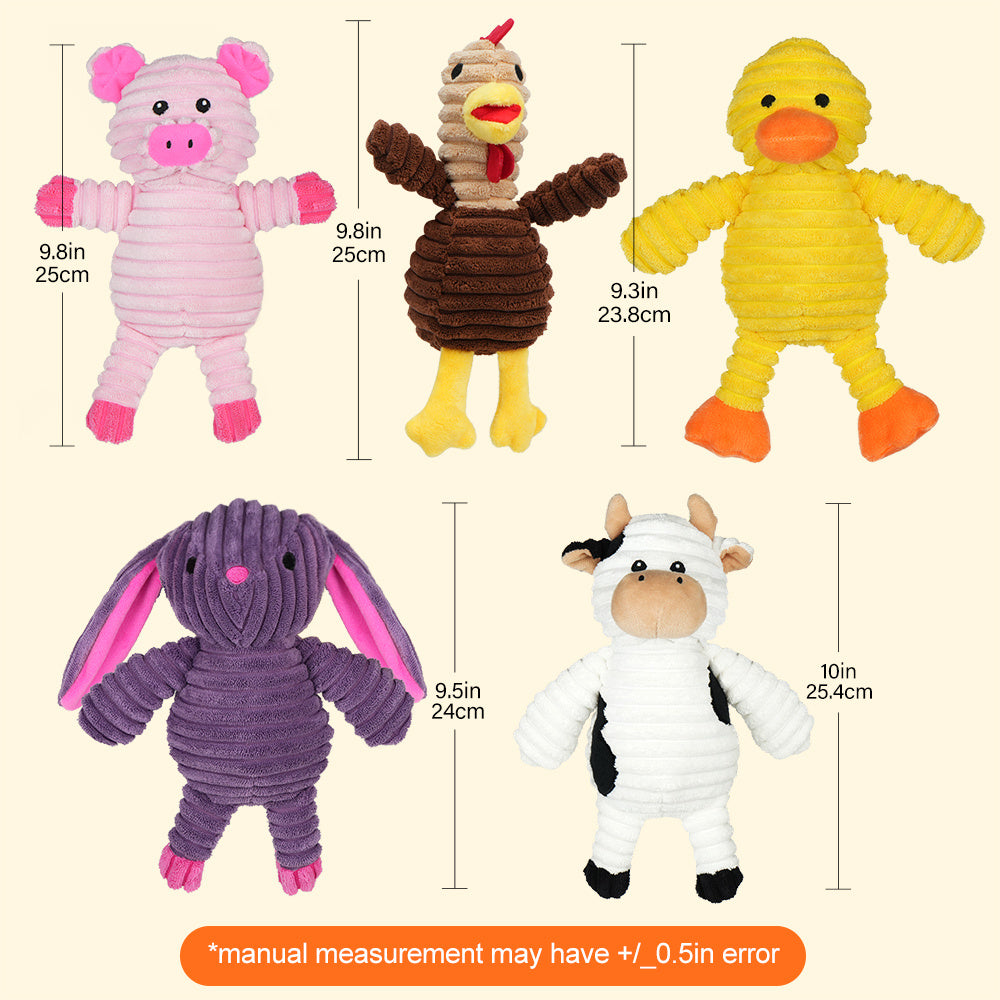 5 Pack of Plush Dog Squeaky Toys