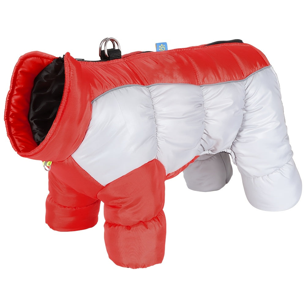 Dog Jacket with Hood-Like Turtleneck & Full-Leg Coverage