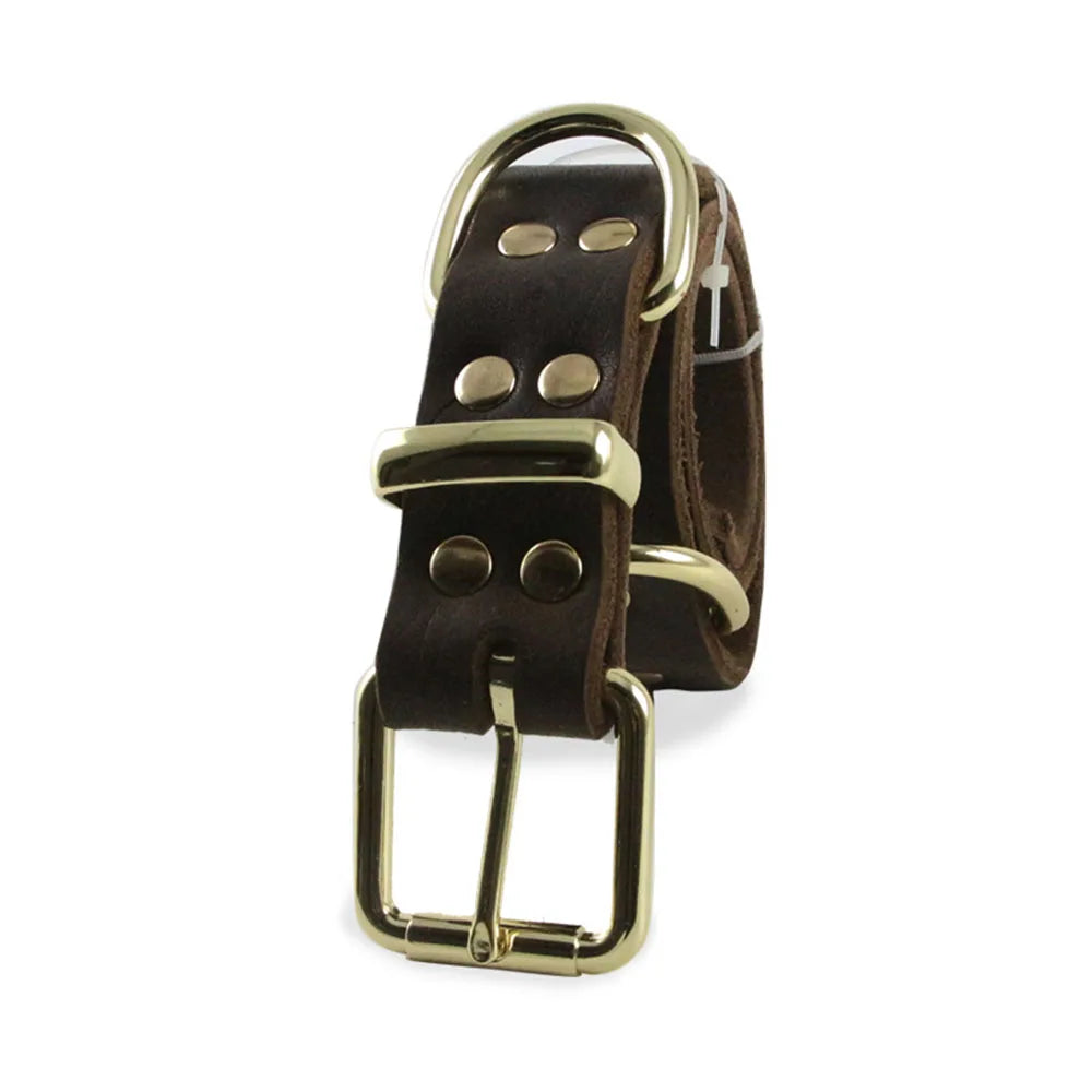 Real Leather D Ring Dog Collar