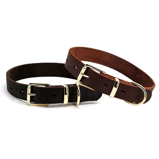 Real Leather D Ring Dog Collar