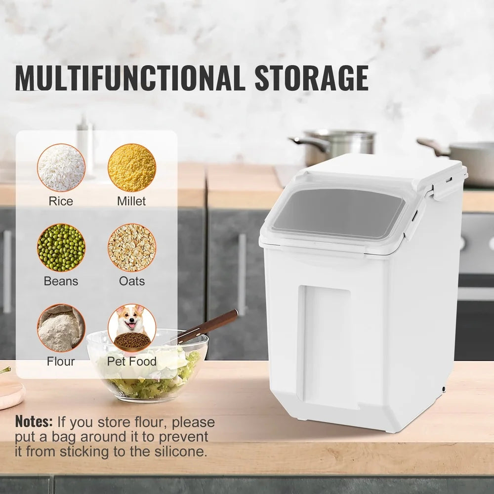 2 Pack 15L Pet Food Storage Container with Measuring Cups