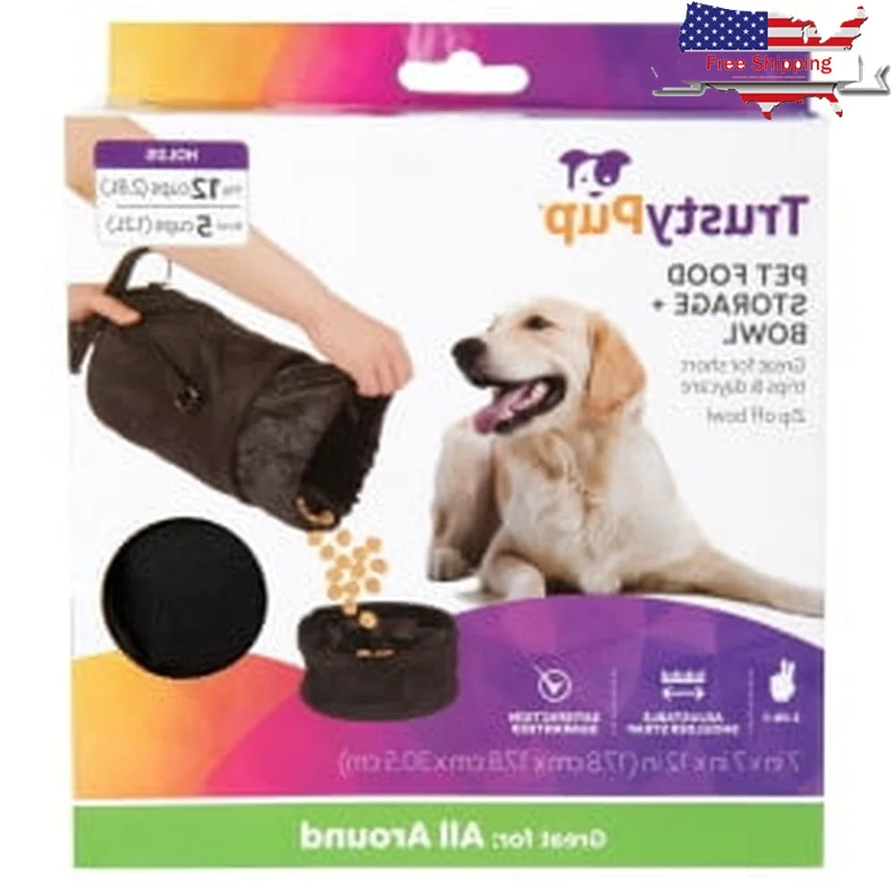 Portable Pet Food Storage Bag with Zip-off Bowl