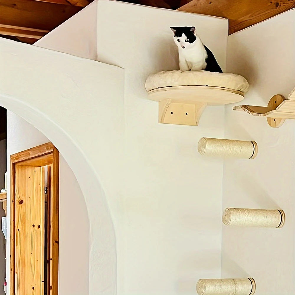 Wall Mounted Solid Wooden Furniture Climbing Ladder for Cats