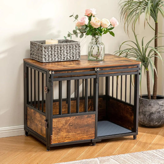32 Inch Dog Crate Furniture with Cushion for Large Medium Dogs