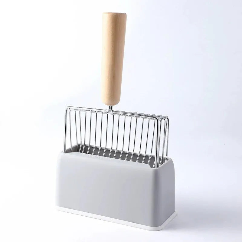 Metal Cat Litter Shovel with Wooden Handle