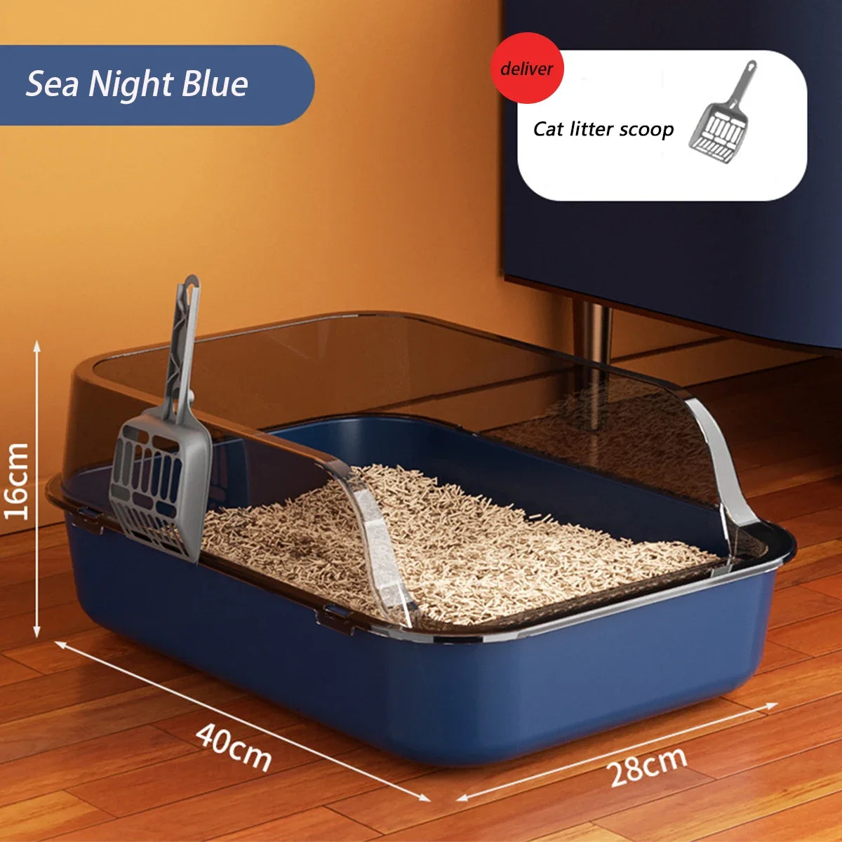 Semi-enclosed Cat Litter Box