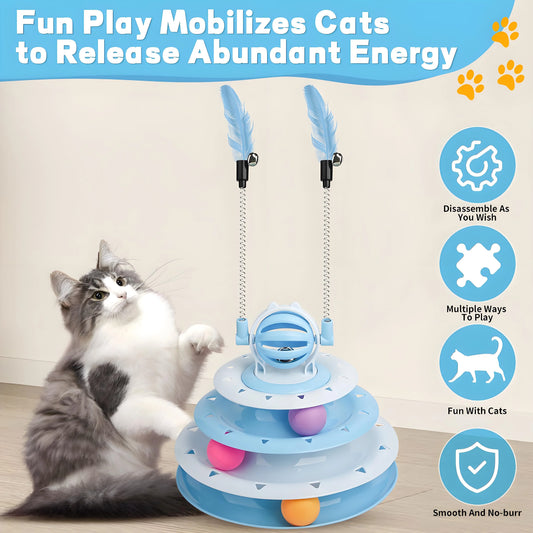 Cat Puzzle Toy with Balls and Teaser Wands