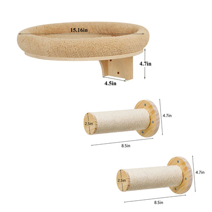 Wall Mounted Solid Wooden Furniture Climbing Ladder for Cats