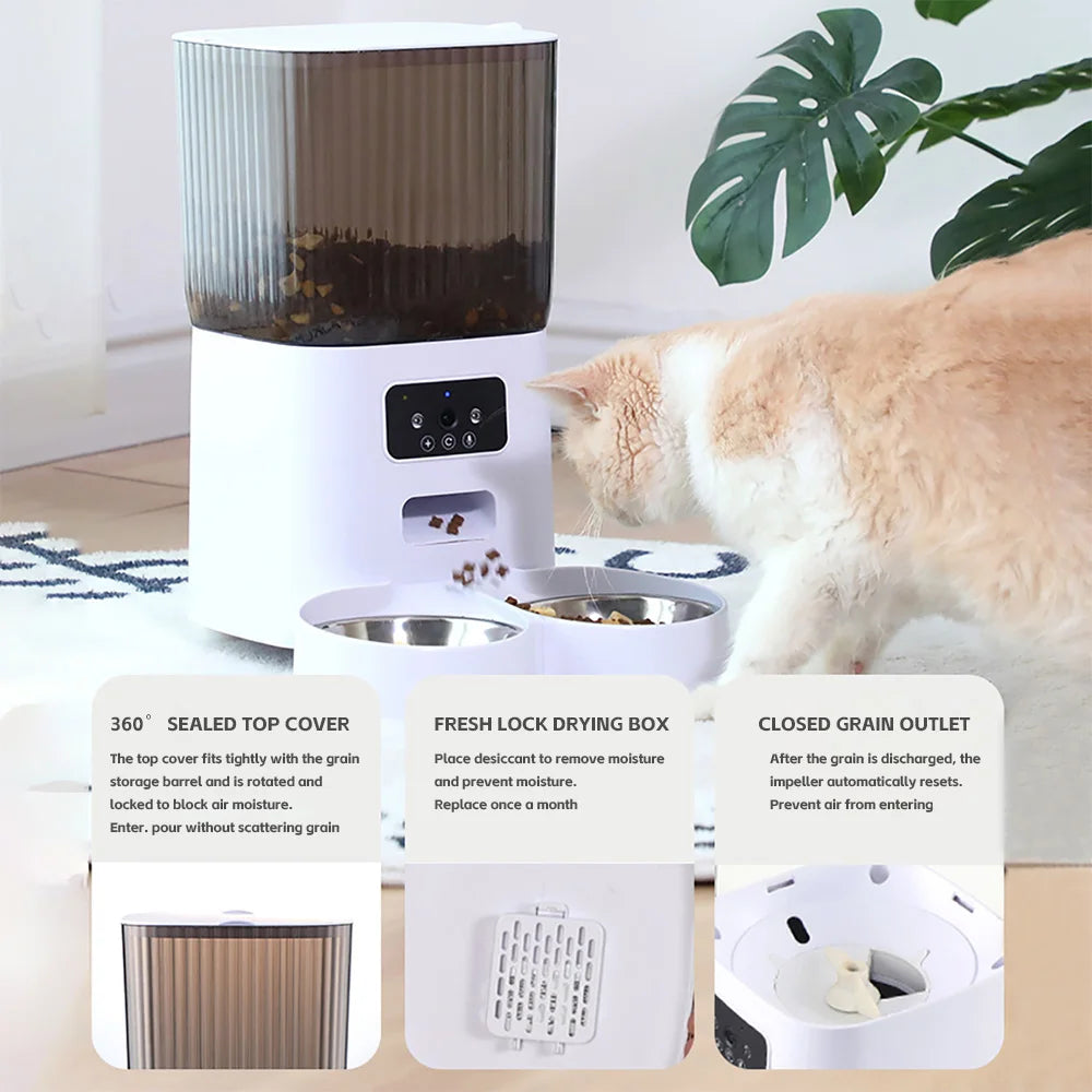 Smart Automatic Cat Feeder with Camera and Voice Recorder