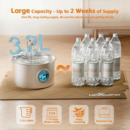 108oz Stainless Steel Filtered Cat Water Fountain