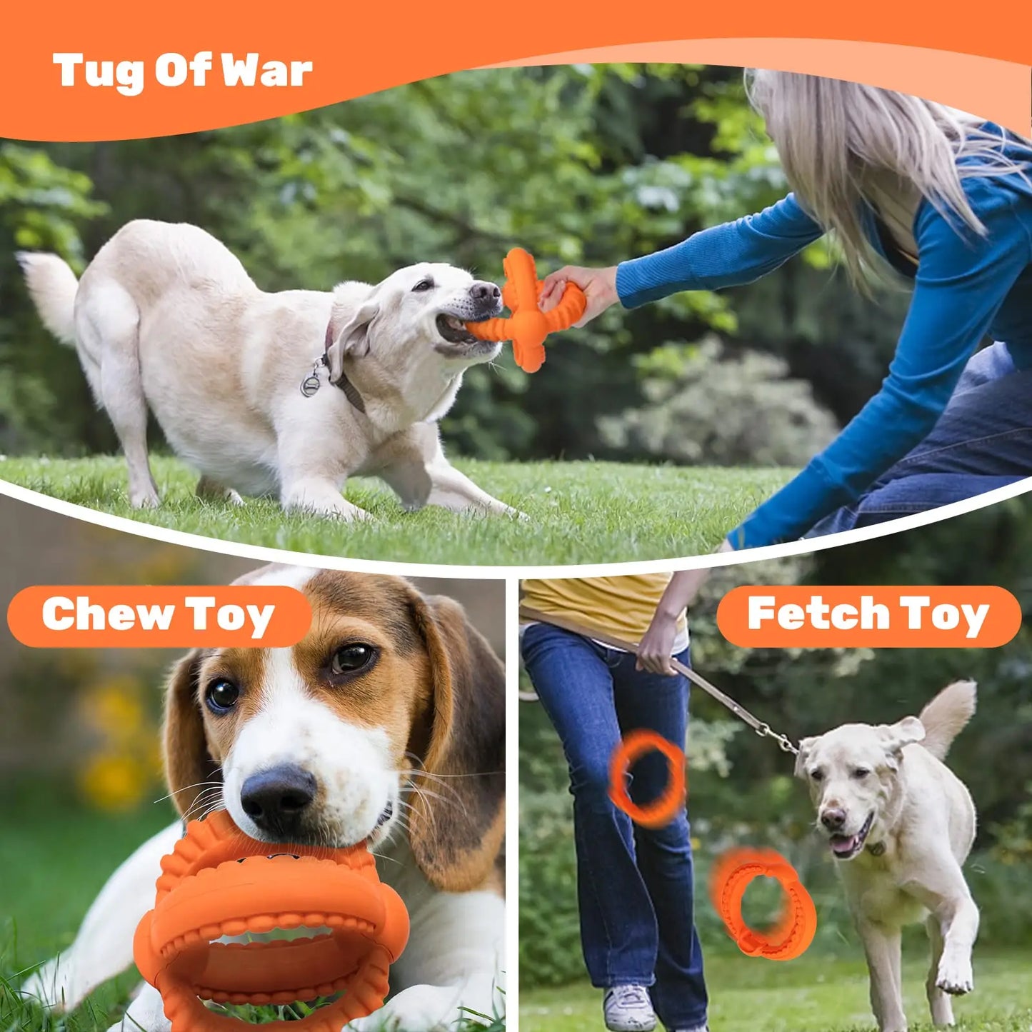 Detachable 2 Rings Dog Tug of War Toy