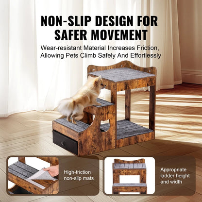 Double-Decker Pet Bed with Detachable Steps