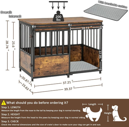 32 Inch Dog Crate Furniture with Cushion for Large Medium Dogs
