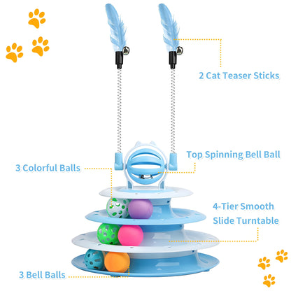 Cat Puzzle Toy with Balls and Teaser Wands