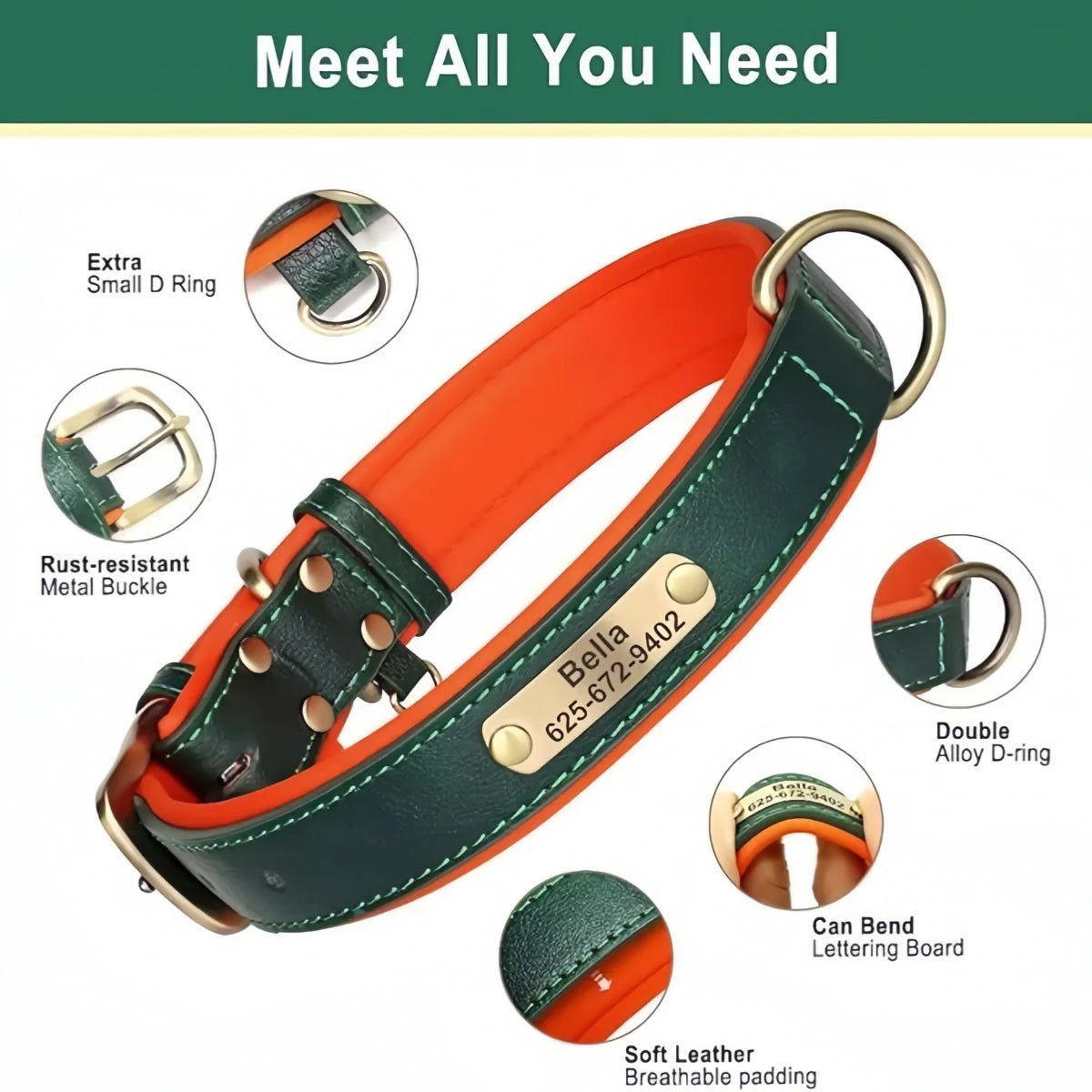 Personalized Leather Custom Dog Collar