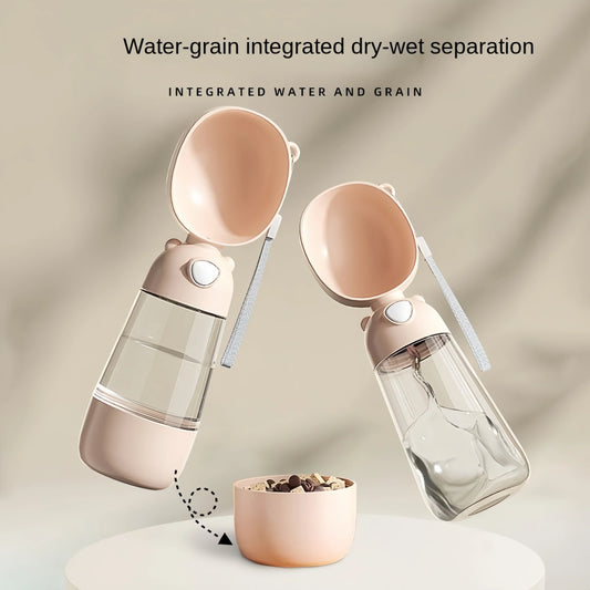 Travel Pet Water Cup and Bottle With Food Dispenser