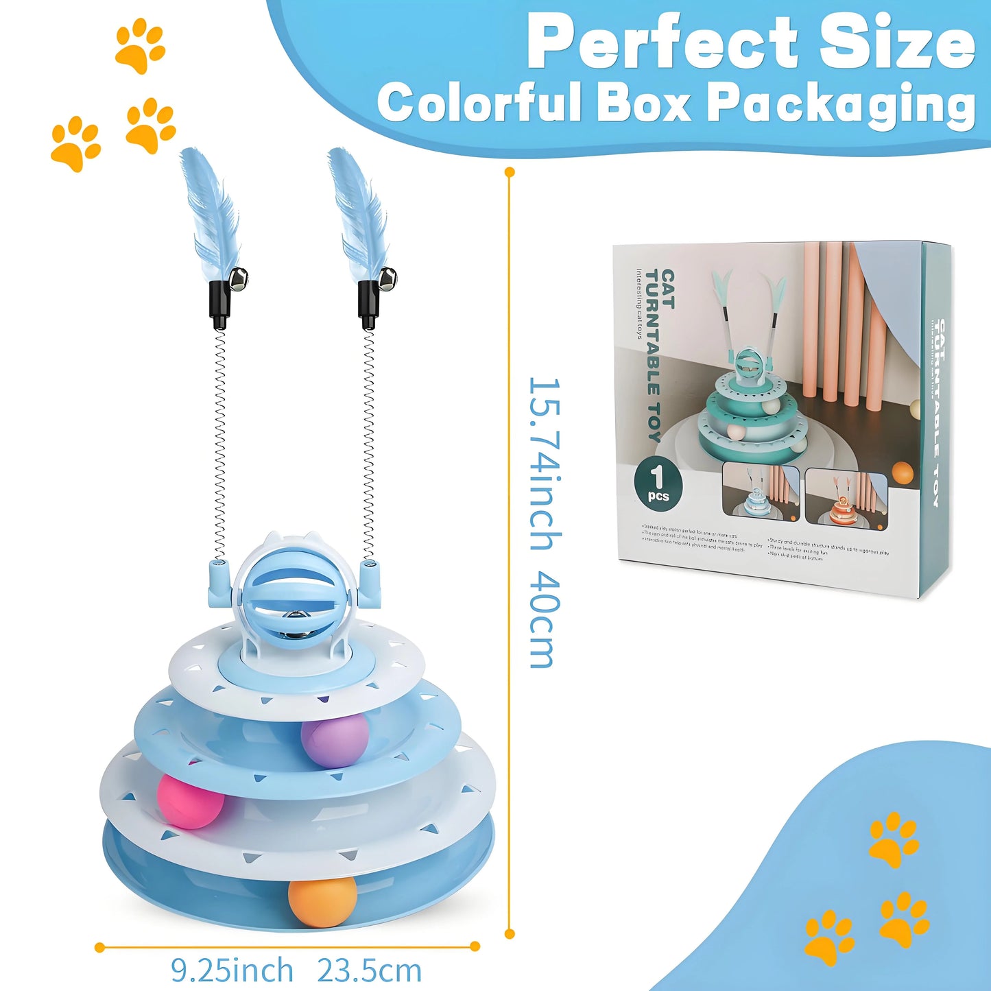 Cat Puzzle Toy with Balls and Teaser Wands