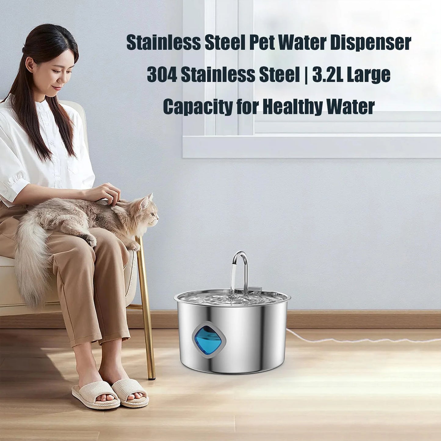3.2L Pet Stainless Steel Water Fountain