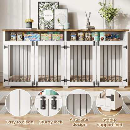 72 Inch Furniture Dog Crate for 2 Dogs