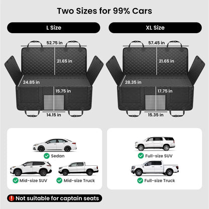 Truck Seat Cover for Back Seat for 2-4 Large Dogs