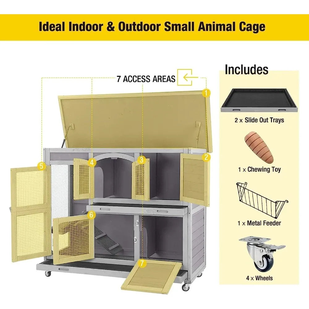 Two Story Rabbit Hutch with Wheels
