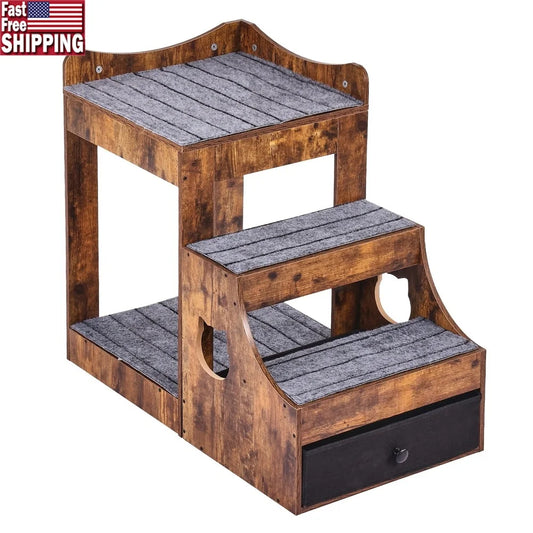Double-Decker Pet Bed with Detachable Steps