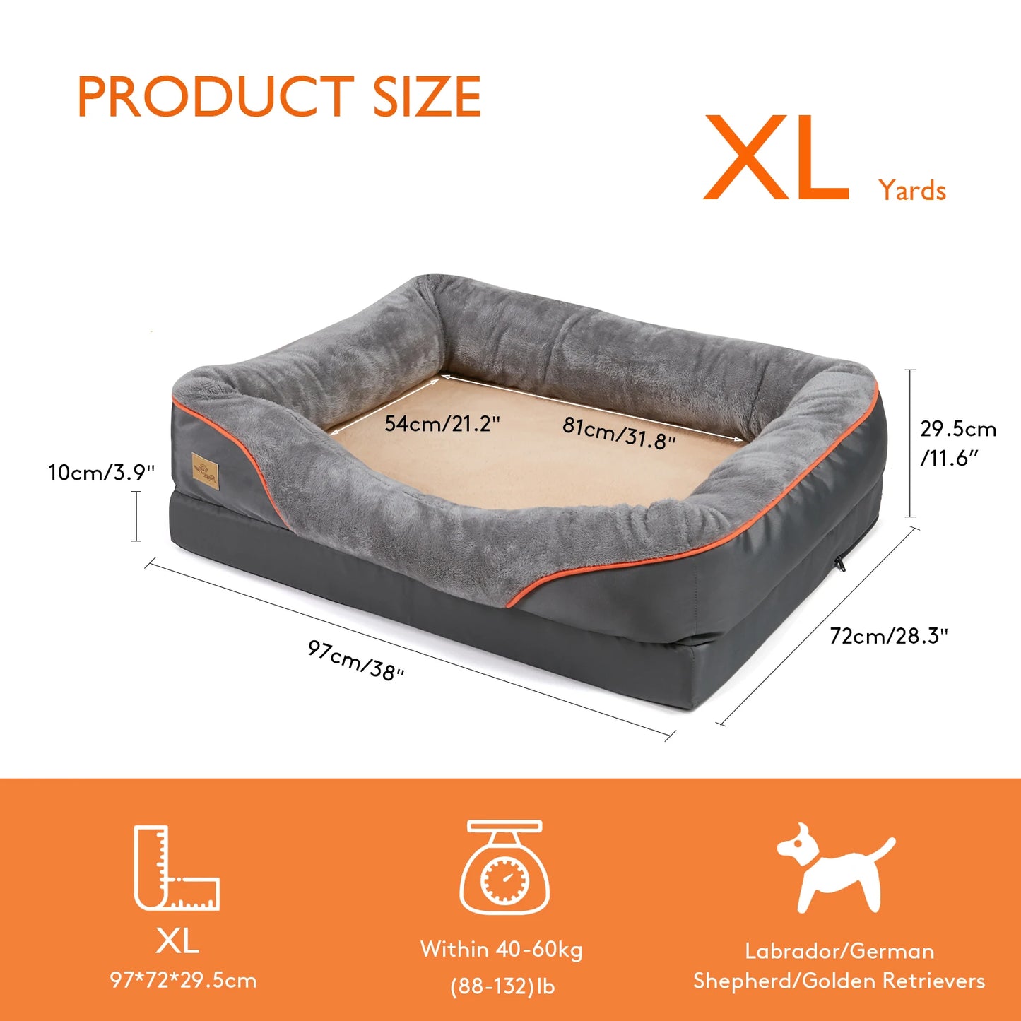 L  XL 2XL 3XL Super Soft Orthopedic Foam Pet Bed