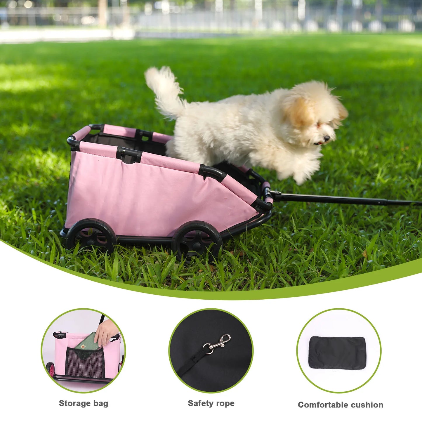 Lightweight Folding Dog Stroller with 4 Wheels