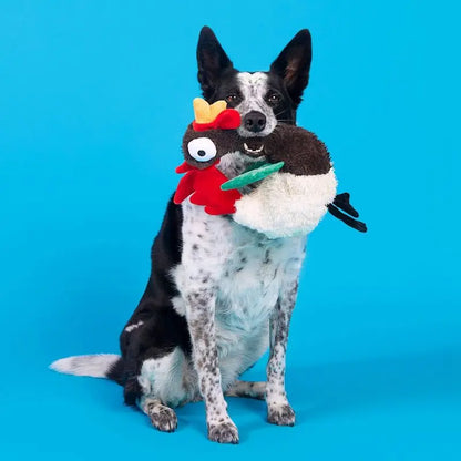 Squeaky Crinkle Rooster Dog Toy