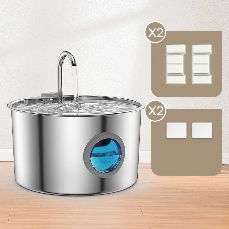108oz Stainless Steel Filtered Cat Water Fountain