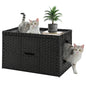 Rattan Cat Litter Box Enclosure with Taller Doorway