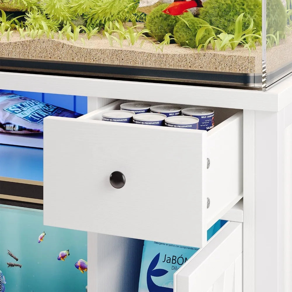 55 to 75 Gallon Fish Tank Stand with Power Outlets & LED Light