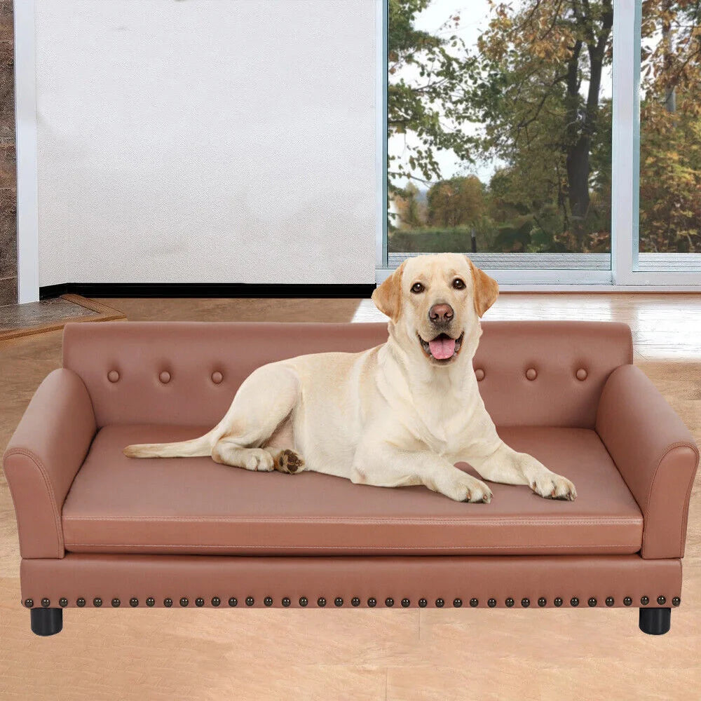 Large Elevated Leather Dog Bed