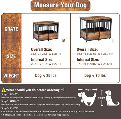 32 Inch Dog Crate Furniture with Cushion for Large Medium Dogs