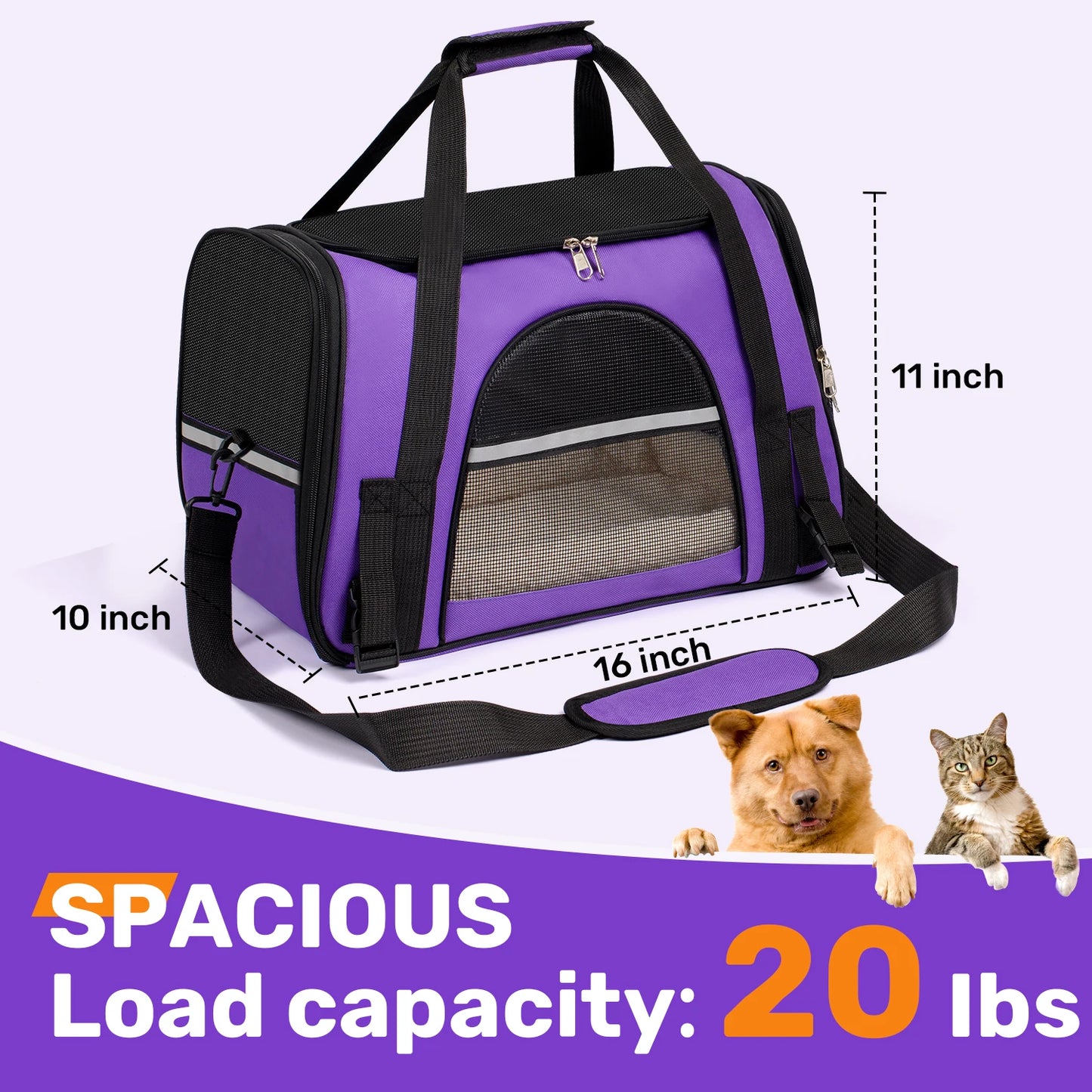 Pet Carrier for up to 15Lbs Cat & Dog  / Airline Approved