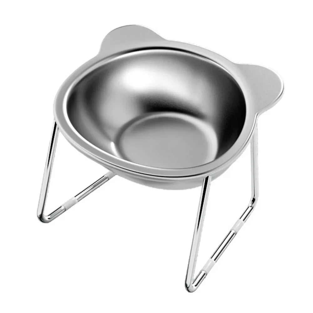 Stainless Steel Raised Cat Bowl with 15° Elevated Design