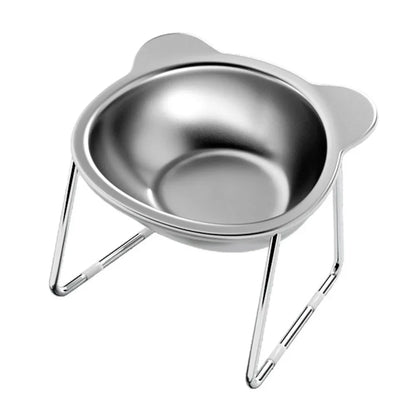 Stainless Steel Raised Cat Bowl with 15° Elevated Design