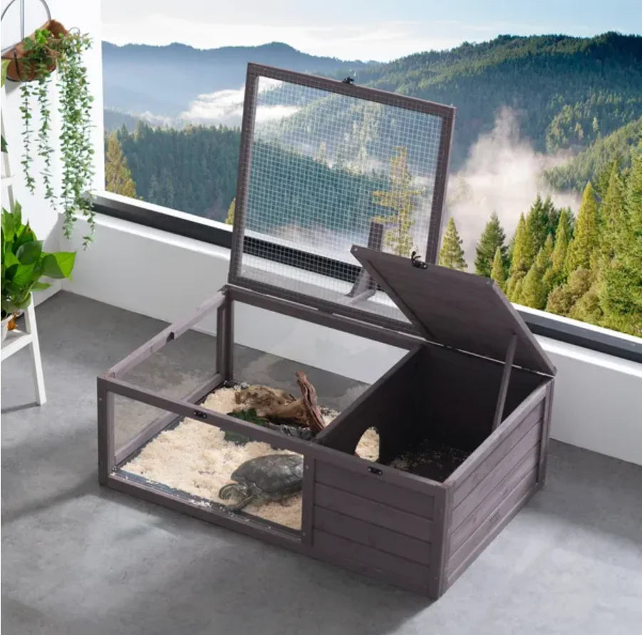 Wooden Tortoise Habitat House