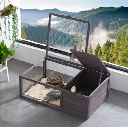 Wooden Tortoise Habitat House