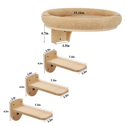 Wall Mounted Solid Wooden Furniture Climbing Ladder for Cats