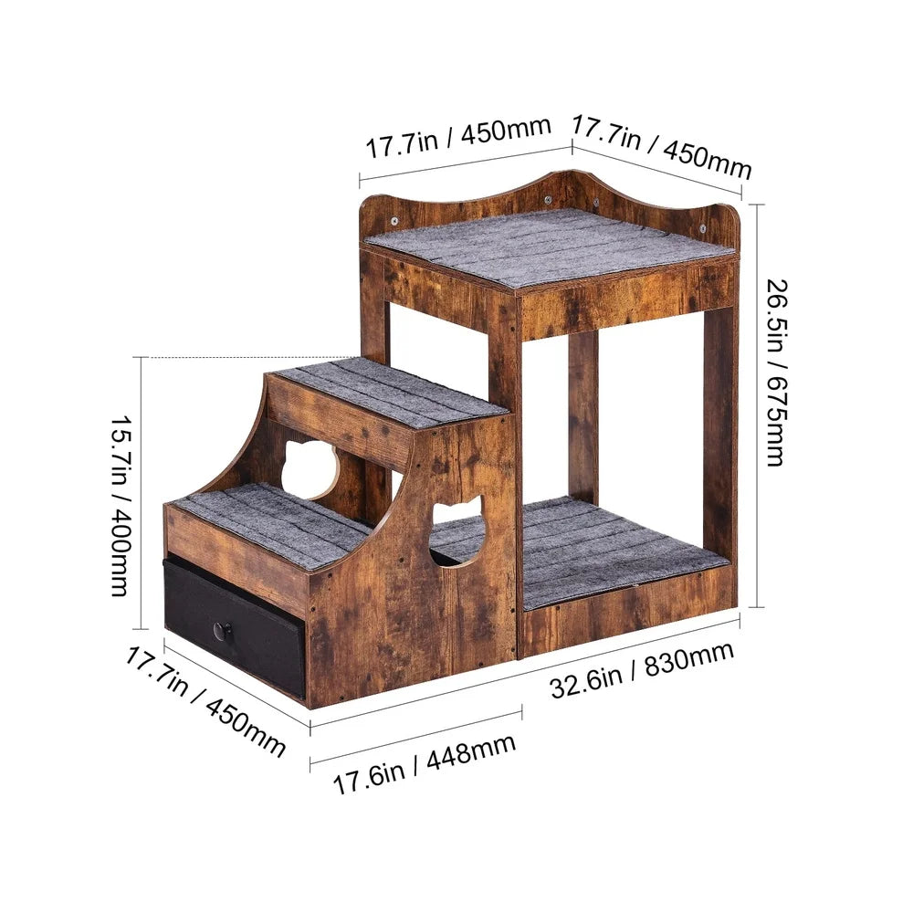 Double-Decker Pet Bed with Detachable Steps